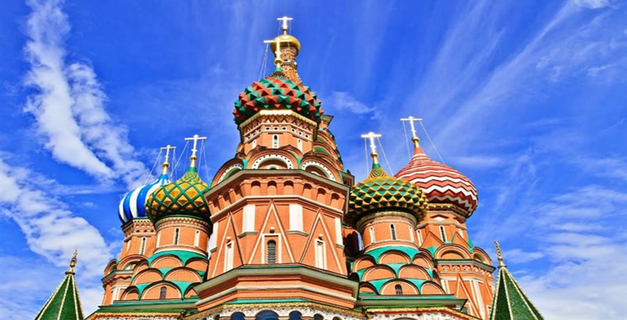 نمایی از کلیسای سنت باسیل در فهرست مکان های دیدنی مسکو